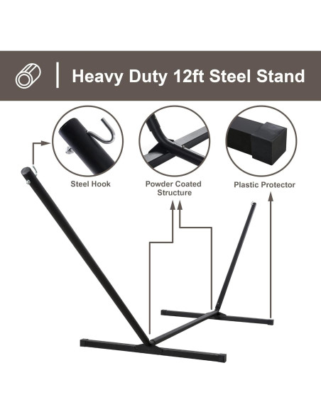 Hamaca Doble SUNCREAT con Soporte Incluido Beige 200x140 cm Hamaca Doble SUNCREAT con Soporte Incluido Beige 200x140 cm