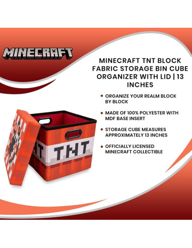 Cubo de Almacenamiento Minecraft TNT 33 cm Plegable con Tapa