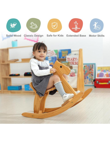Caballo Balancín de Madera KRAND Azul para Niños 2-5 Años