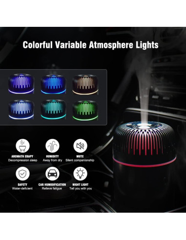 Difusor de Aroma Unee para Auto 100ml USB Humidificador Negro