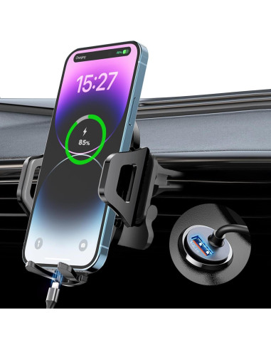 Soporte para teléfono de coche 3 en 1 Hunan C07A-L con cargador 60W