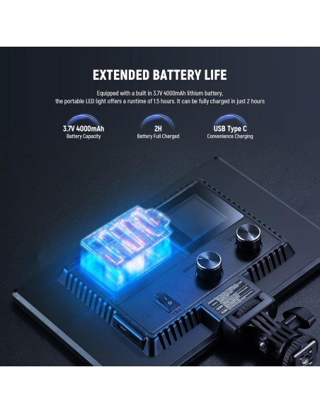 Panel de Luz LED Neewer 9" Dimmable 4000mAh 3200K-5600K Panel de Luz LED Neewer 9" Dimmable 4000mAh 3200K-5600K
