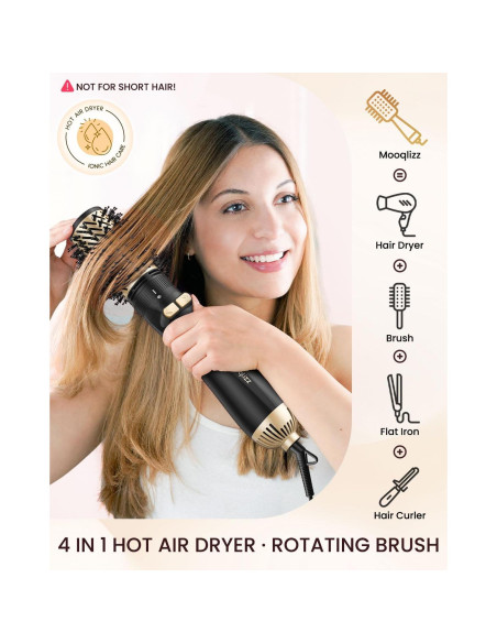 Cepillo Secador de Cabello Rotatorio Mooqlizz 3 en 1 38cm Cepillo Secador de Cabello Rotatorio Mooqlizz 3 en 1 38cm