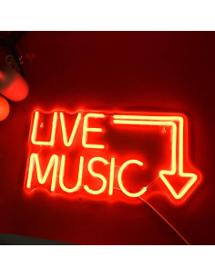 Cartel de Neón LED Moweek Música en Vivo 43x28 cm Decoración 2