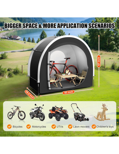 Cobertizo de Almacenamiento para Bicicletas Cepkquis 3 Bicicletas 210D Cobertizo de Almacenamiento para Bicicletas Cepkquis 3 Bicicletas 210D