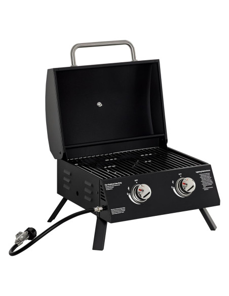 Parrilla de Gas Propano Outsunny 2 Quemadores Portátil Negra Parrilla de Gas Propano Outsunny 2 Quemadores Portátil Negra