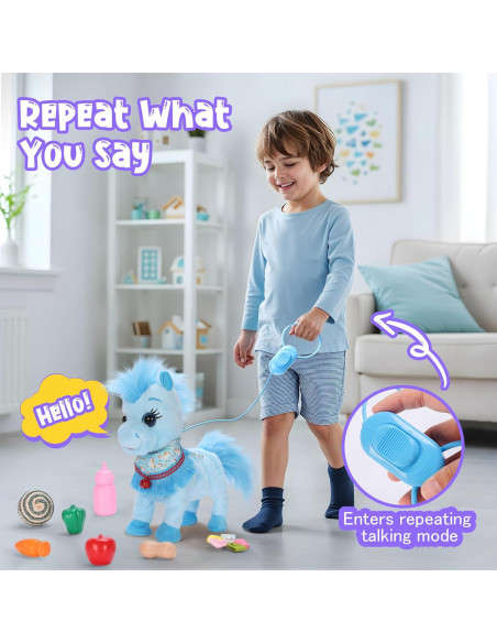 Pony Interactivo Azul Ylpaprm que Camina y Canta 29 cm Pony Interactivo Azul Ylpaprm que Camina y Canta 29 cm