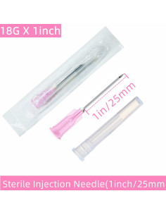 Paquete de 100 agujas de inyección estériles Expesumas 18Ga 2.54cm 2