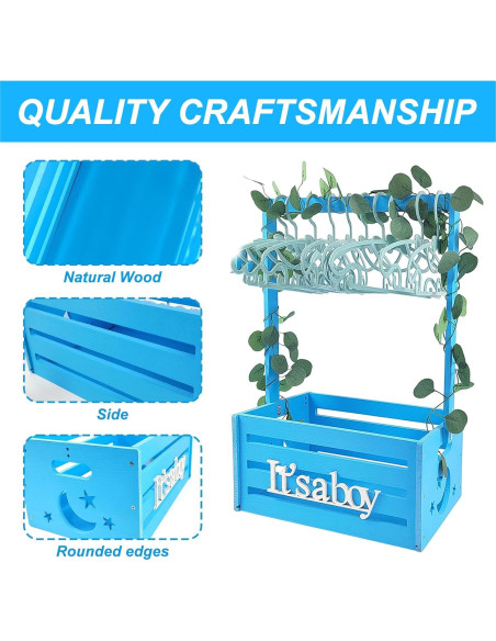 Caja de Madera para Baby Shower Sibosen con Guirnalda y Perchas Caja de Madera para Baby Shower Sibosen con Guirnalda y Perchas