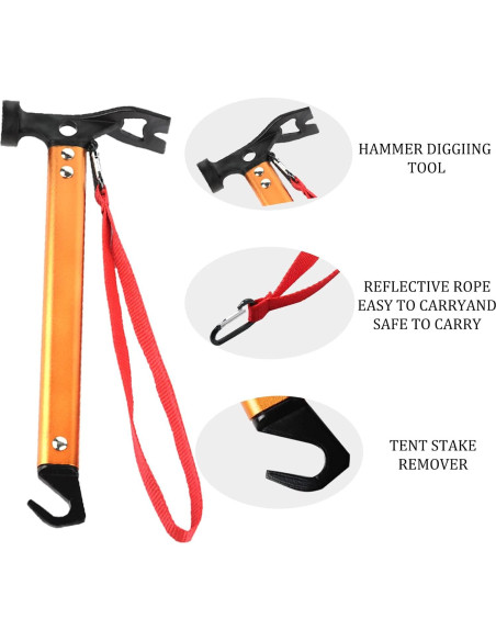 Martillo de Camping RIY 30.48 cm Acero Carbono Ligero Naranja Martillo de Camping RIY 30.48 cm Acero Carbono Ligero Naranja