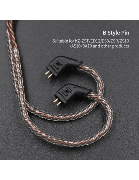 Cable de Reemplazo KZ 2PIN 3.5mm Cobre 4 Núcleos 1.2m Cable de Reemplazo KZ 2PIN 3.5mm Cobre 4 Núcleos 1.2m