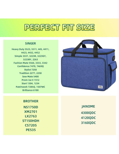 Funda para Máquina de Coser JJRING Azul Resistente con Correa
