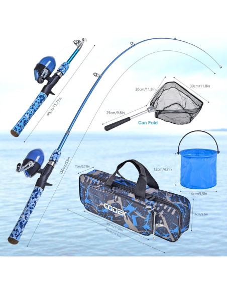 Juego de cañas de pescar CODEK para niños 1.5m con accesorios Juego de cañas de pescar CODEK para niños 1.5m con accesorios
