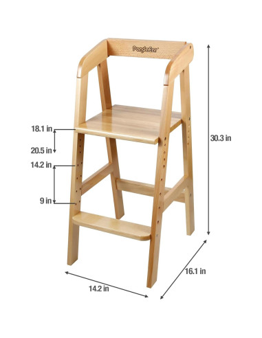 Silla Alta Ajustable PandaEar para Niños - Madera Natural