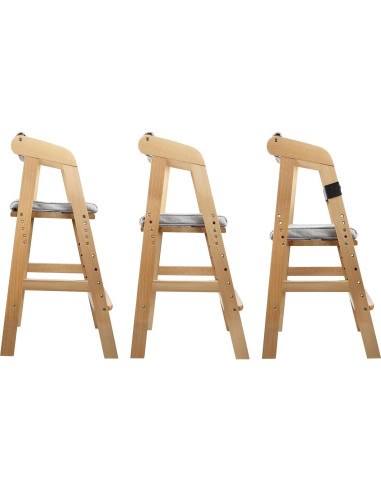 Silla Alta Ajustable PandaEar para Niños - Madera Natural