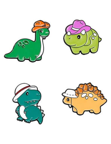 Juego de 4 Pines de Esmalte de Dinosaurios Lindos - Accesorios
