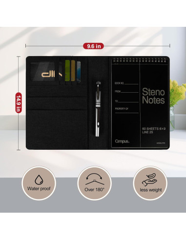 Cubierta para cuaderno Steno Ditiord A5 Negra Impermeable