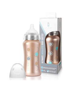 Botella de bebé de acero inoxidable 270ml LA Baby oro rosa