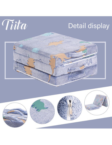 Colchón Plegable Tiita para Niños Dinosaurio Azul 145x56 cm