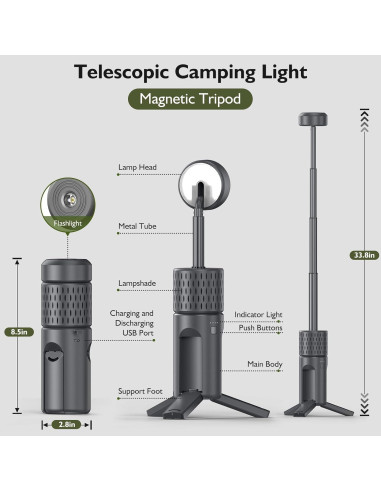Linterna de Camping Plegable Proran Gris 85.8 cm Ajustable