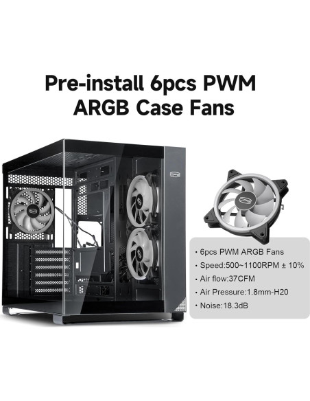 Caja de PC PCCOOLER C3T500 ARGB Torre Media ATX ITX 6 Ventiladores Caja de PC PCCOOLER C3T500 ARGB Torre Media ATX ITX 6 Ventiladores