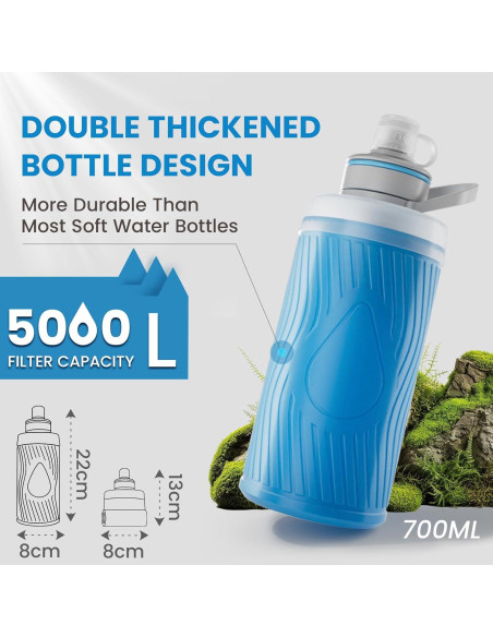 Botella de Agua Plegable Joypur K8801 con Filtro 700ml Azul Botella de Agua Plegable Joypur K8801 con Filtro 700ml Azul