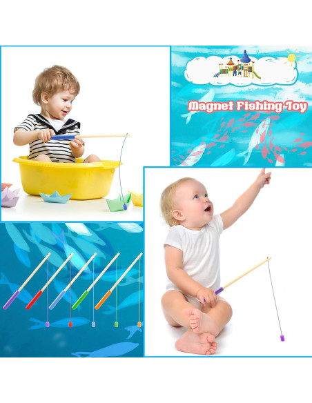 Juego de Pesca Magnética de Madera Feradny - 10 Varas Coloridas Juego de Pesca Magnética de Madera Feradny - 10 Varas Coloridas