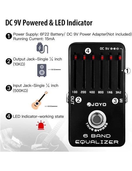 Pedal Ecualizador JOYO JF-11 de 6 Bandas para Guitarra Pedal Ecualizador JOYO JF-11 de 6 Bandas para Guitarra
