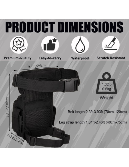 Mochila Táctica para Pierna Protector Plus Negra 24x33.8cm Mochila Táctica para Pierna Protector Plus Negra 24x33.8cm