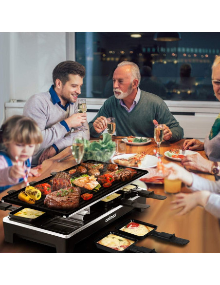 Parrilla Raclette Eléctrica CUSIMAX 1500W 2 en 1 con Control de Temperatura Parrilla Raclette Eléctrica CUSIMAX 1500W 2 en 1 con Control de Temperatura