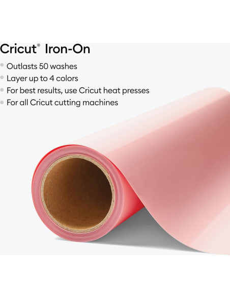Vinilo Transferible Cricut Rosa 30.5 cm x 3.6 m 100% Poliester Vinilo Transferible Cricut Rosa 30.5 cm x 3.6 m 100% Poliester