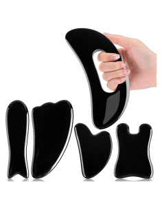Set 5 Piezas Gua Sha Treela Jade y Resina para Masaje Facial y Corporal