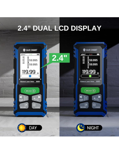 Medidor de Distancia Láser Doble SainSmart BLM-393G 120m Verde