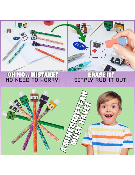 Bolígrafos de Gel Borrables Minecraft - Paquete de 6 Colores Bolígrafos de Gel Borrables Minecraft - Paquete de 6 Colores