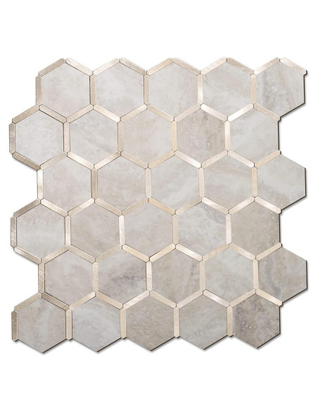 Azulejo Hexagonal Autoadhesivo STICKGOO 29.5x29.5cm Beige Metal Azulejo Hexagonal Autoadhesivo STICKGOO 29.5x29.5cm Beige Metal
