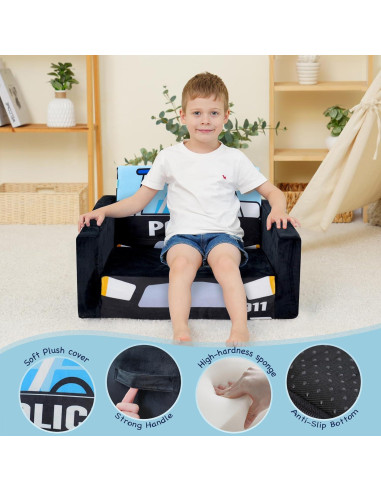 Sofá Cama para Niños MallBest Negro Coche de Policía 2 en 1