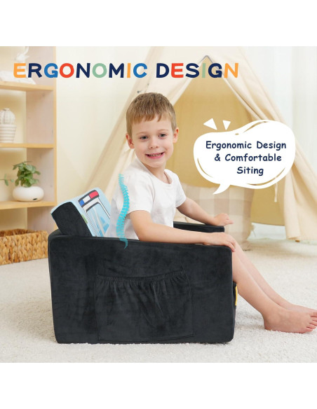 Sofá Cama para Niños MallBest Negro Coche de Policía 2 en 1 Sofá Cama para Niños MallBest Negro Coche de Policía 2 en 1