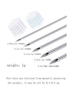 Kit de Agujas para Piercing QWALIT - 5 Tamaños 12G a 20G 2