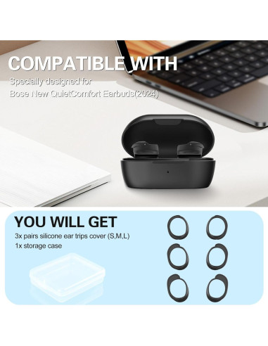 Cubiertas de Puntas de Oído Silicona para Bose QC Earbuds 2024 - 3 Pairs
