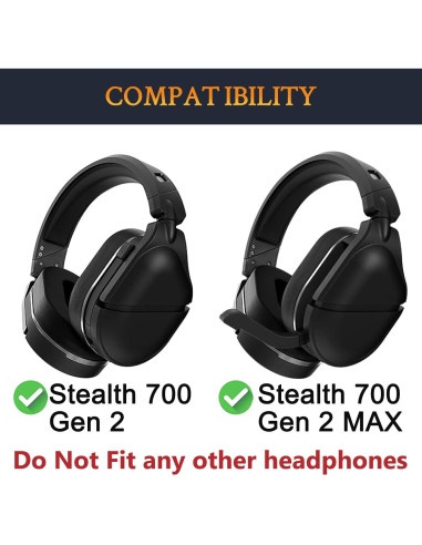 Funda de diadema SOULWIT para auriculares Turtle Beach Stealth 700 Gen2 - Negro