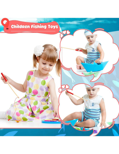 12 Varillas de Pesca Magnéticas de Madera Feradny para Niños 12 Varillas de Pesca Magnéticas de Madera Feradny para Niños