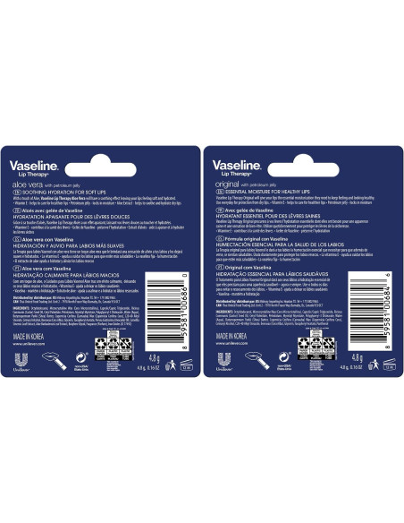 Bálsamo Labial Vaseline 4-Pack Original y Aloe Vera 4.8g Bálsamo Labial Vaseline 4-Pack Original y Aloe Vera 4.8g