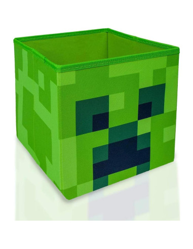 Cubo de Almacenamiento Creeper Minecraft 25.4 cm Verde Plegable