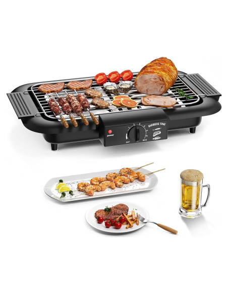 Parrilla BBQ Eléctrica Mihoho 2000W Antiadherente Portátil Parrilla BBQ Eléctrica Mihoho 2000W Antiadherente Portátil