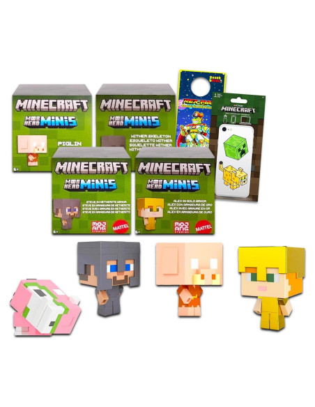 Toppers de Pastel Minecraft 4 Pack - Mini Figuras para Fiestas Toppers de Pastel Minecraft 4 Pack - Mini Figuras para Fiestas