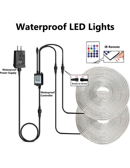 Luces LED de tira 30.48m IP67 DAYBETTER con control remoto Luces LED de tira 30.48m IP67 DAYBETTER con control remoto