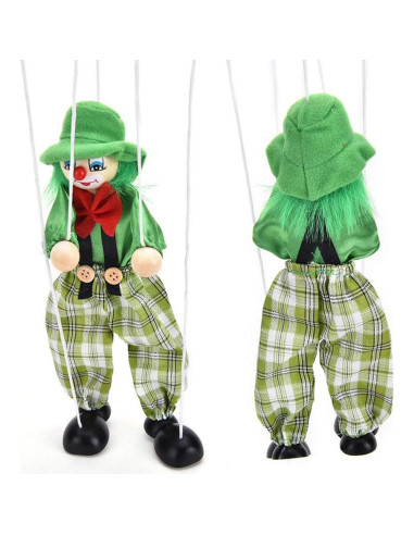 Conjunto de 4 Marionetas de Payaso de Madera Willcome 42.4 cm