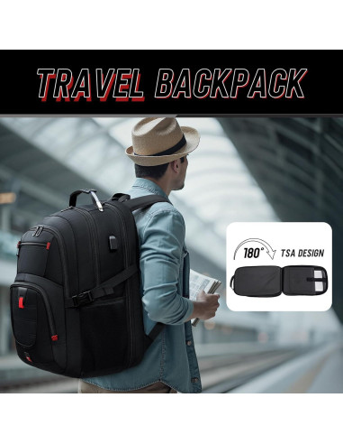 Mochila de Viaje Z-MGKISS 50L para Laptop Negra Aprobada TSA