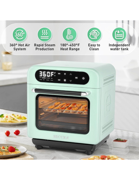 Horno de Aire Multifuncional Secura 13QT Verde Menta 8 en 1 Horno de Aire Multifuncional Secura 13QT Verde Menta 8 en 1