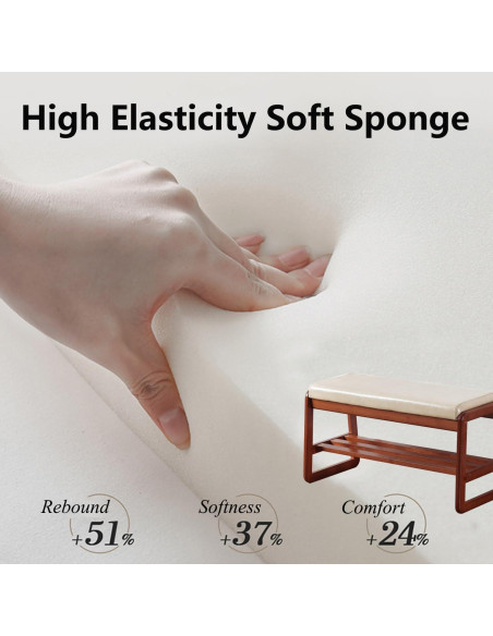 Banco de Zapatos de Madera SOBIBO 2 Niveles con Cojín Beige Banco de Zapatos de Madera SOBIBO 2 Niveles con Cojín Beige